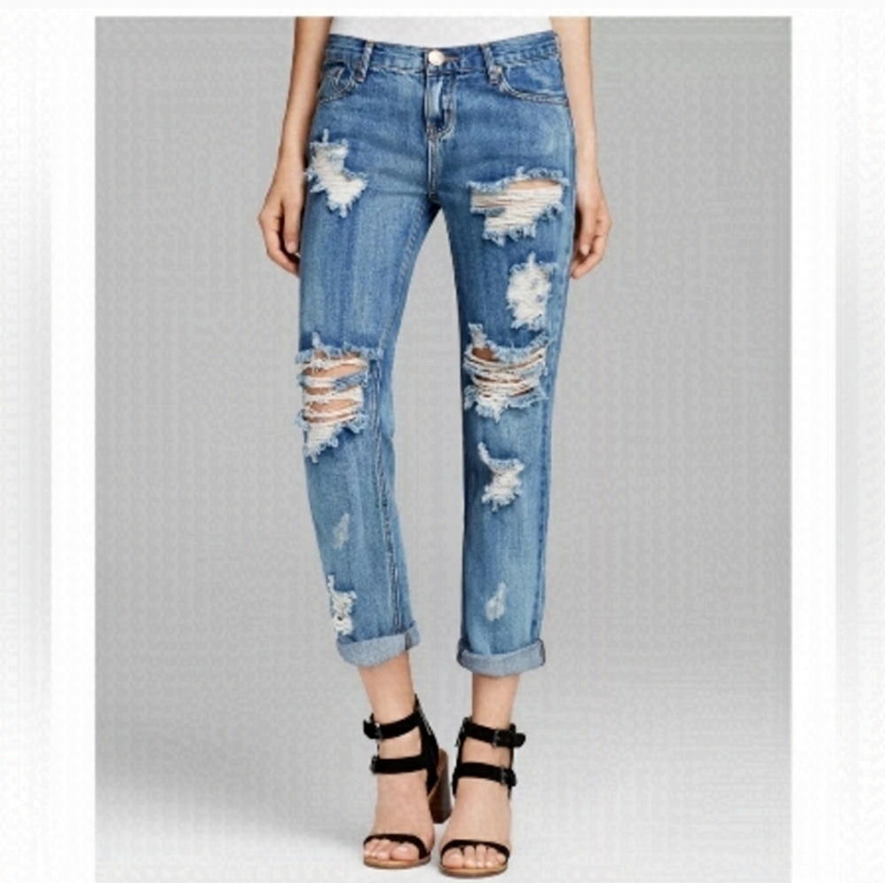 đ
șOne Teaspoon Awesome Baggies Distressed Boyfriend Jean Sz 26 - Picture 13 of 13